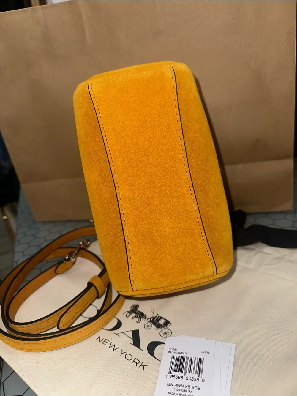 Coach Rowan Mini Suede Marigold